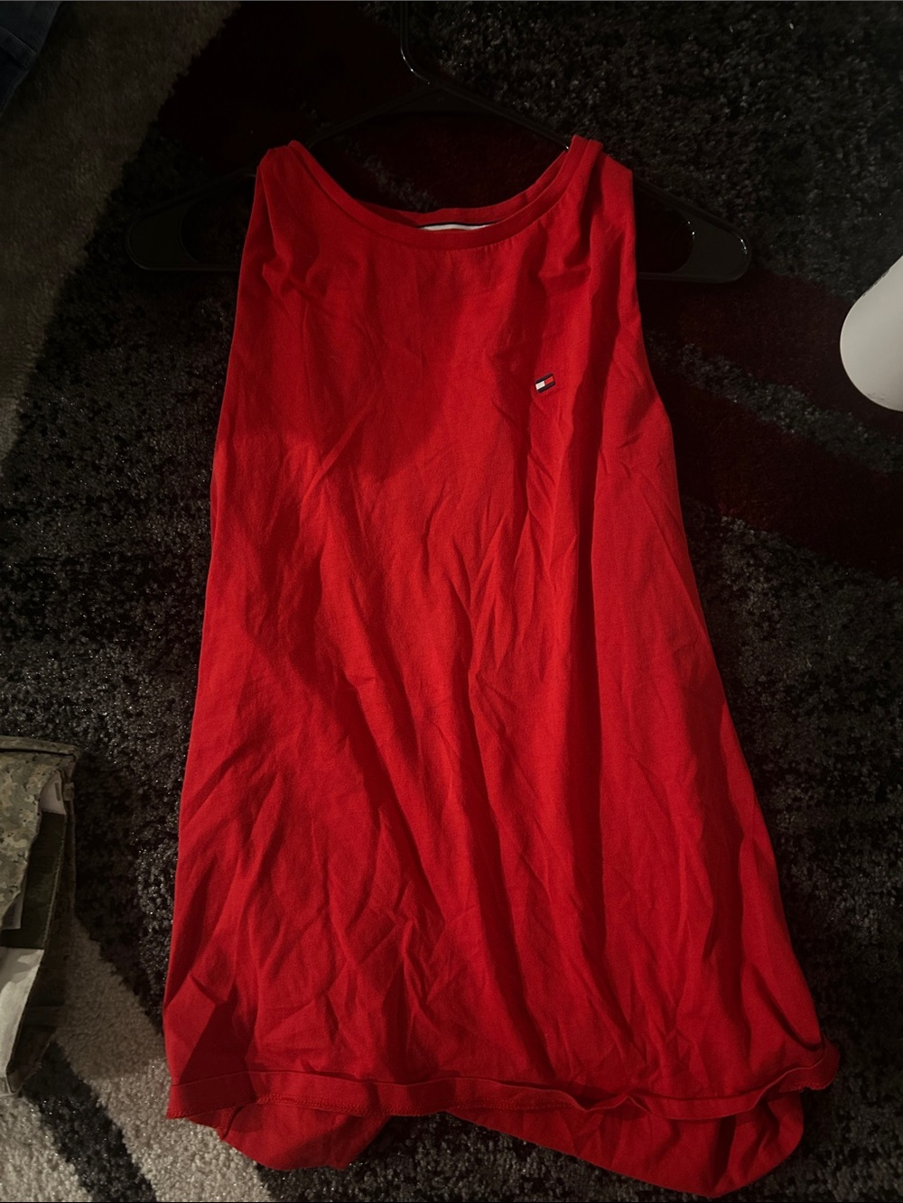 Tommy Hilfiger Red Sleeveless Scoop Neck Tank with Flag Logo